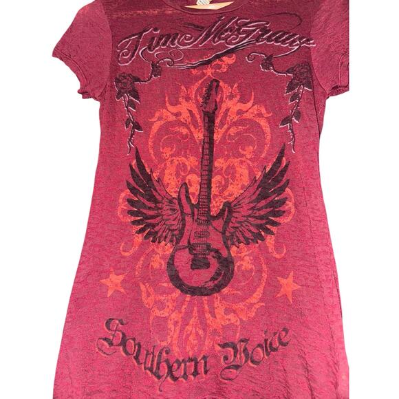Y2K Tim Mcgraw Top Sz Medium Southern Voice Semi Sheer Country Western Guitar - Picture 4 of 9